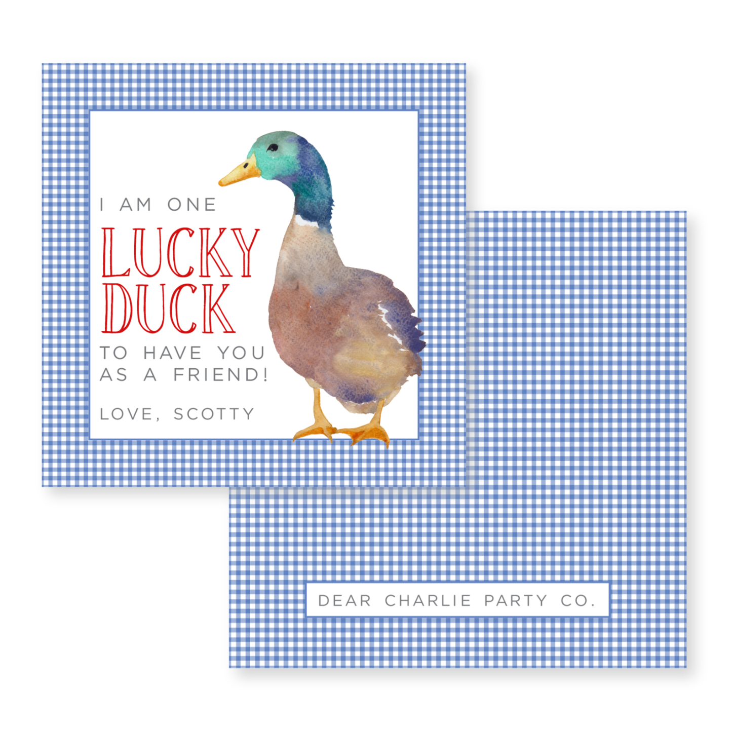 a card with a watercolor duck on it