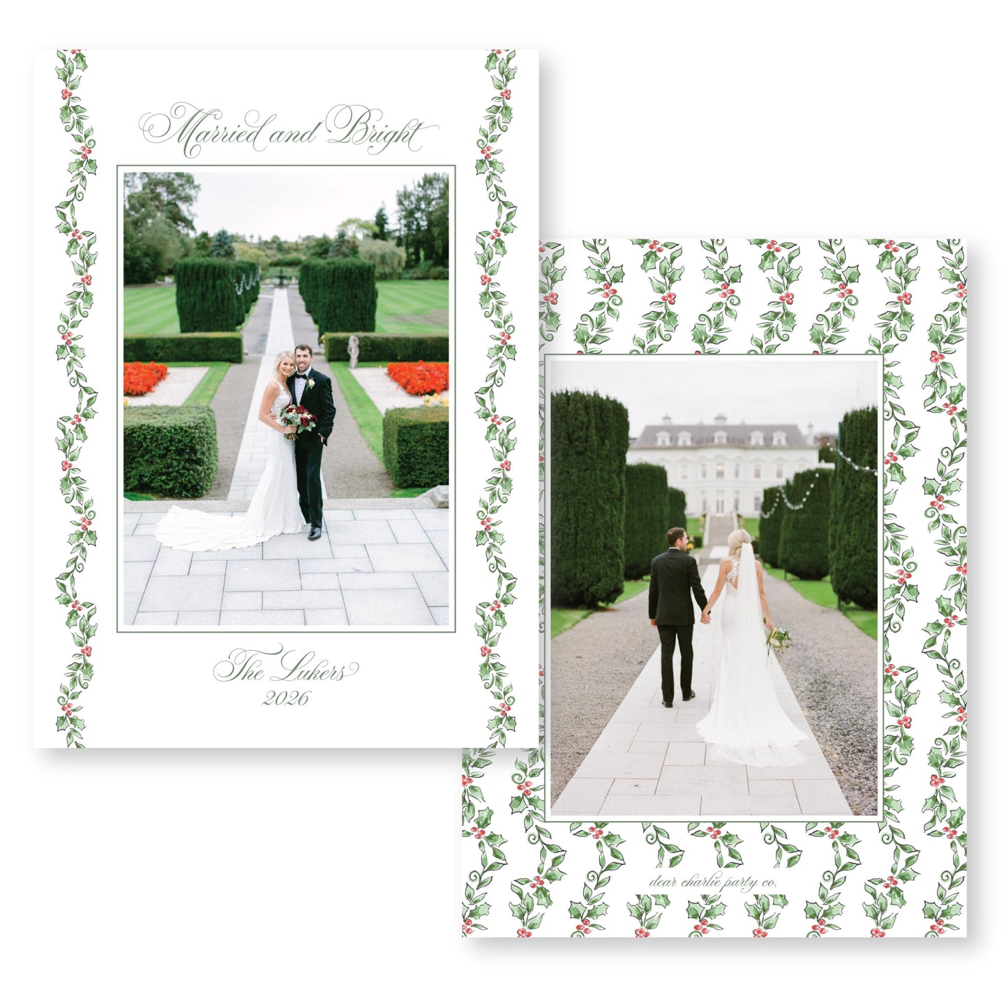 Holly Jolly Wavy Border | 5x7 Holiday Photo Card with Envelope