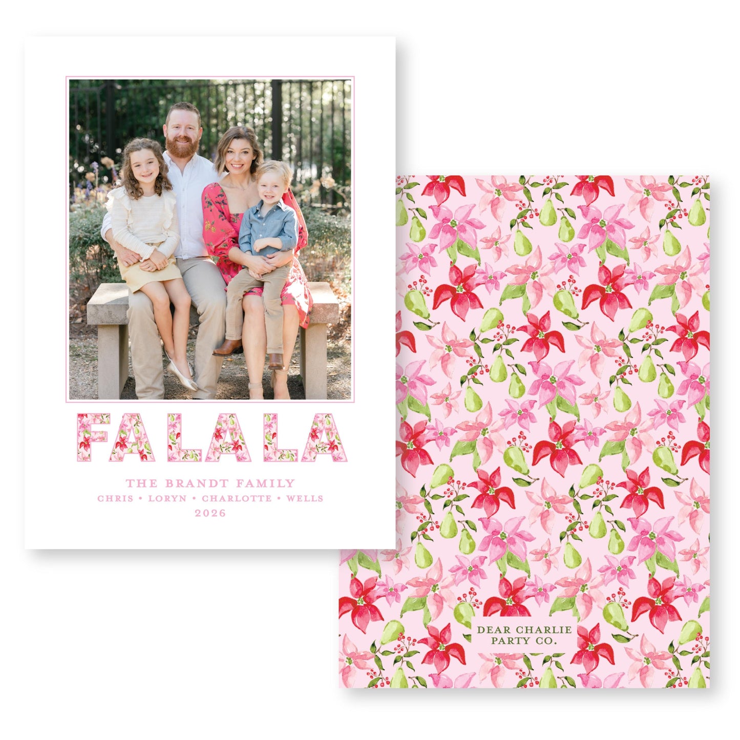 Petals and Pears Fa La La Card | 5x7 Holiday Photo Card with Envelope