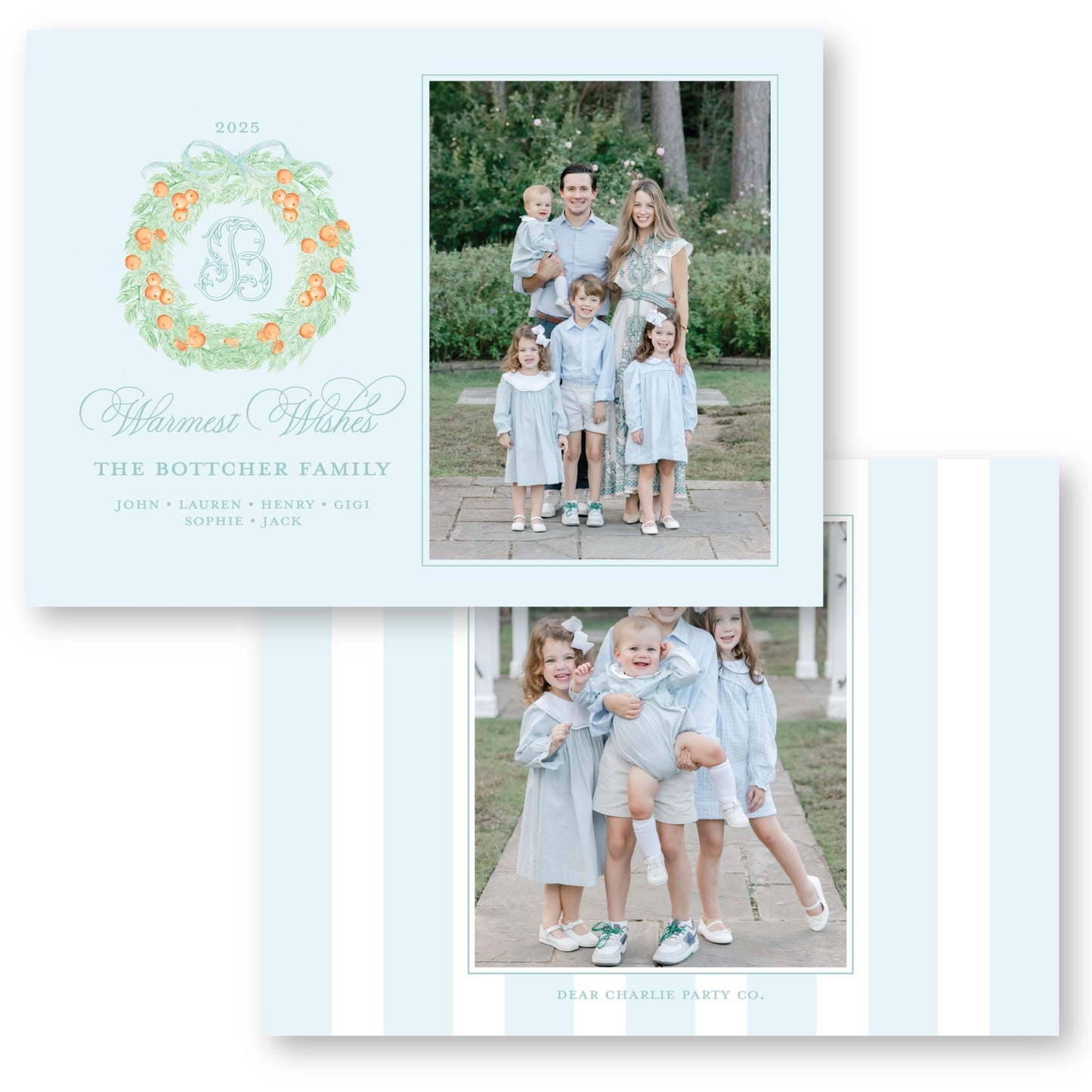 Orange you Merry Holiday Card in Blue | 5x7 Holiday Photo Card with Envelope