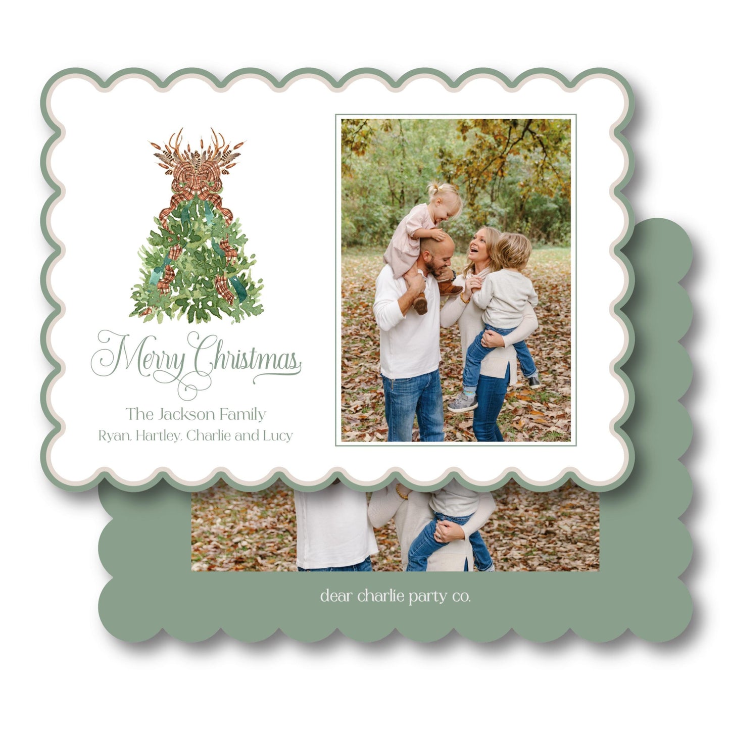 a christmas card with a picture of a family