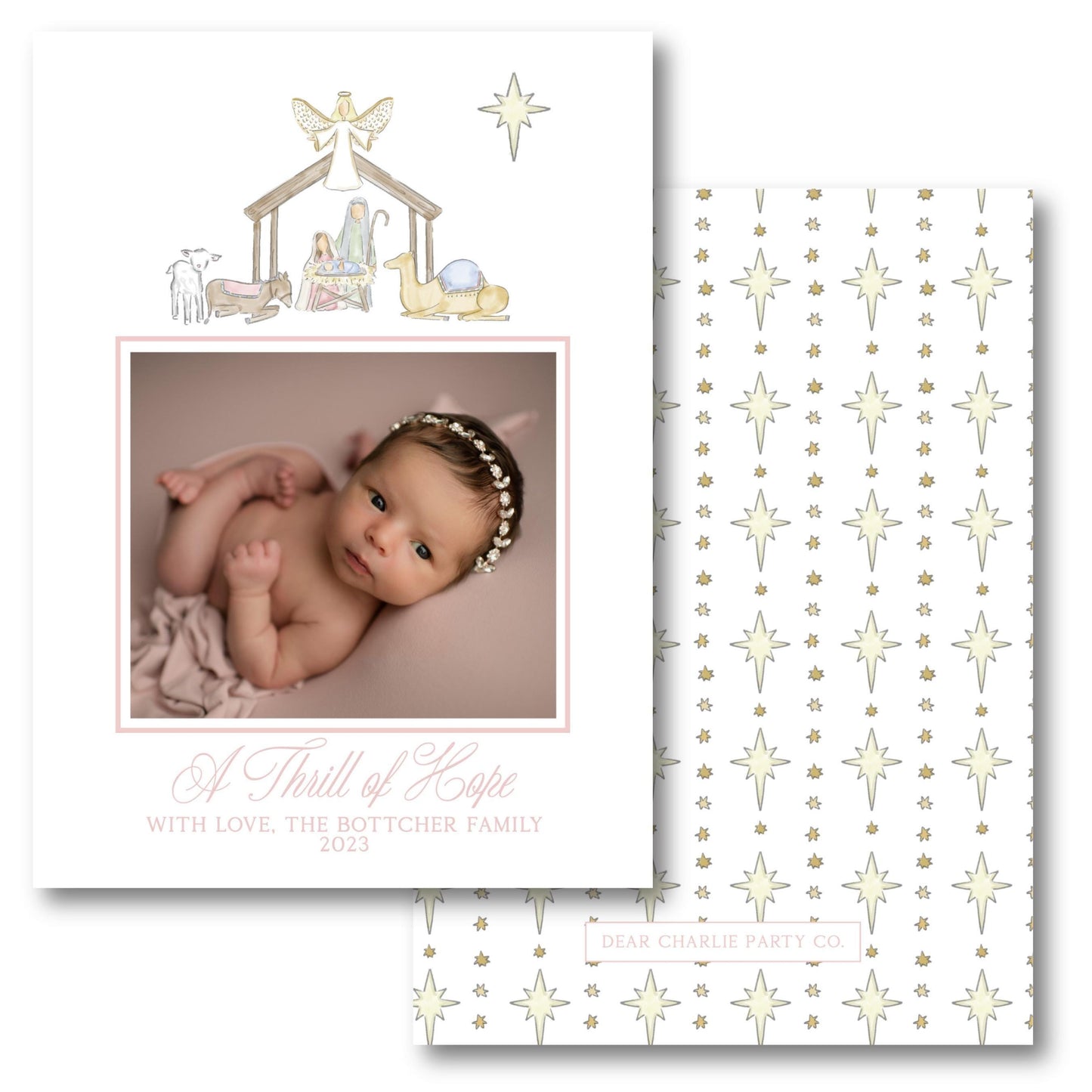 a birth card with a picture of a baby girl