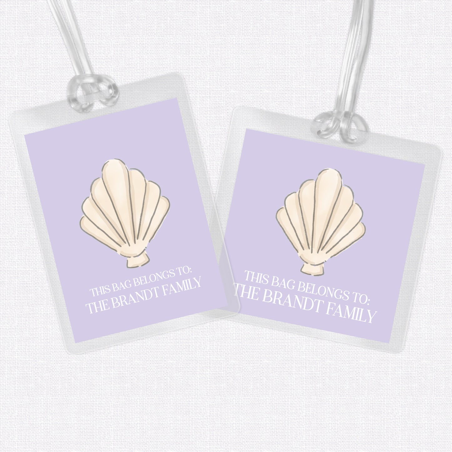 Seashell Bag Tag, Luggage Tag, Laminated Bag Tag, Beach Bag tag
