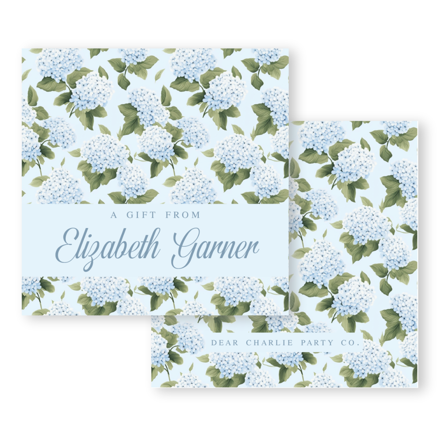 two blue and green flowers on a light blue background
