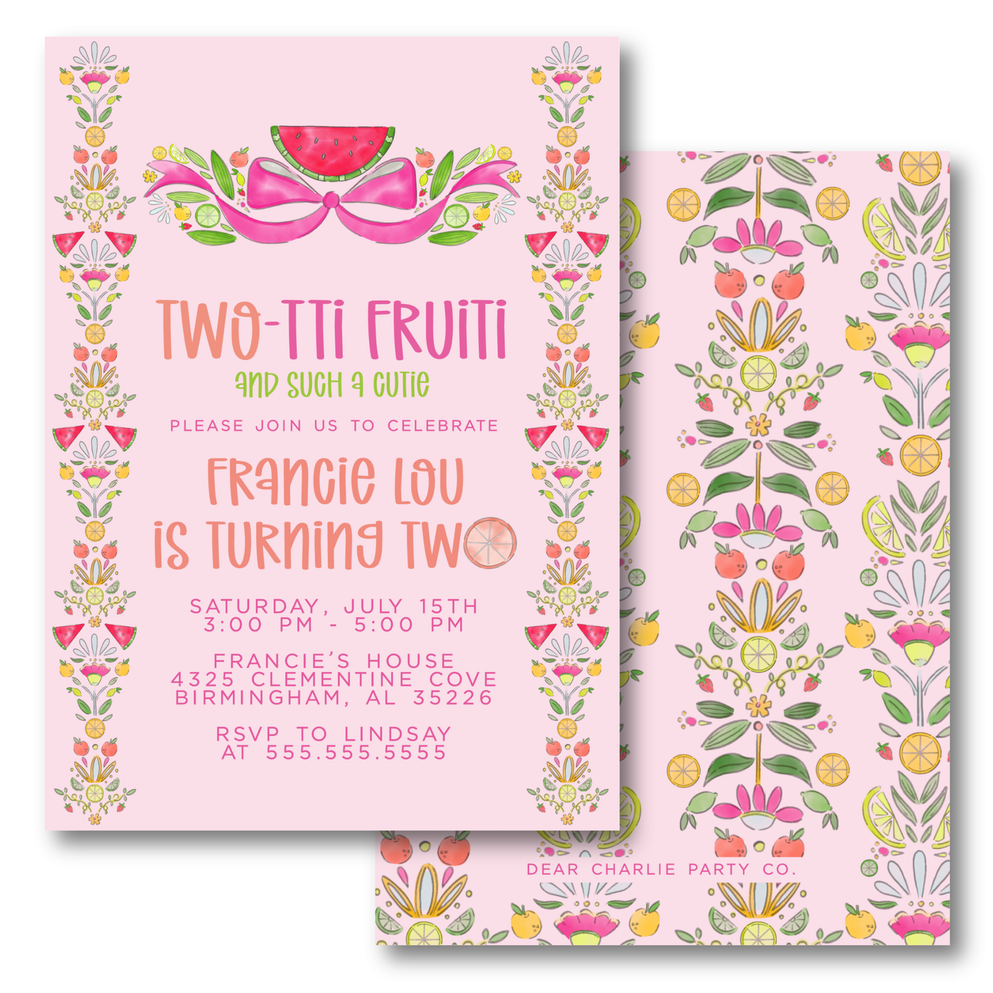 Two-tti Frutti Birthday Party Invitation
