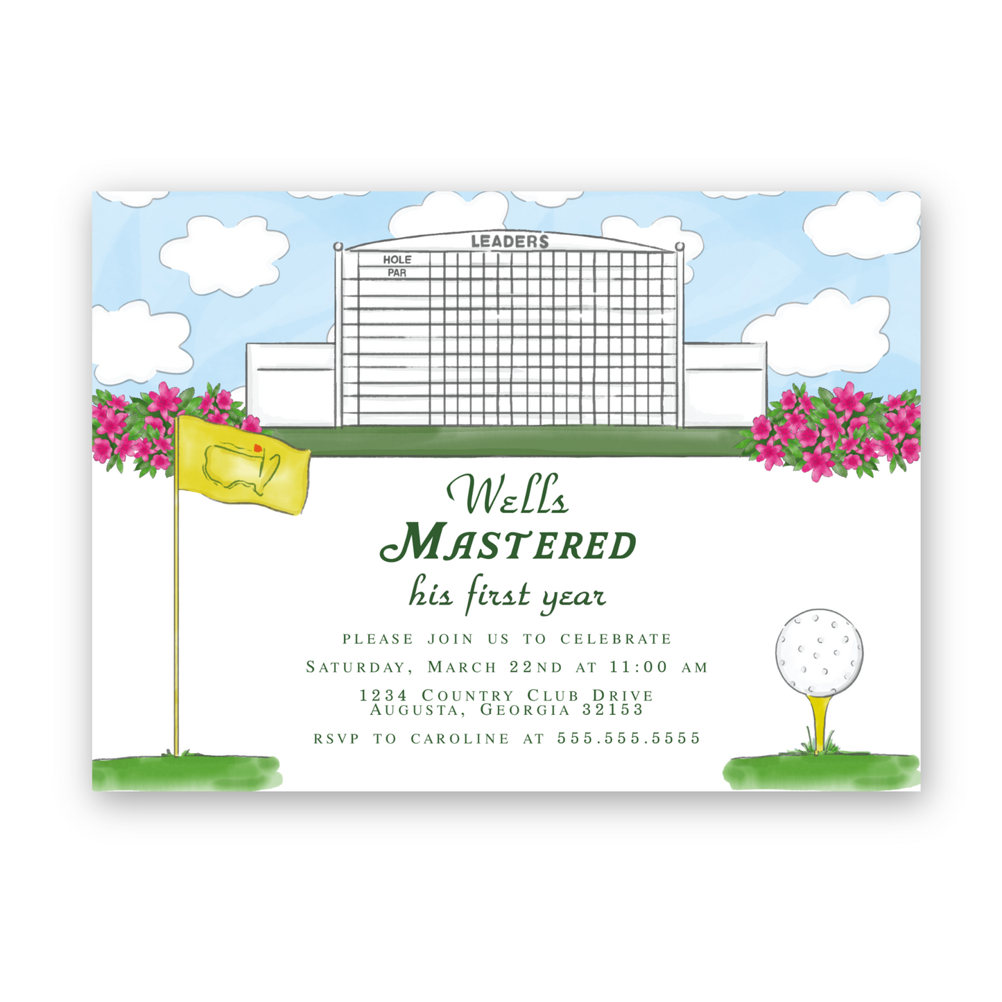 Golf Tournament Birthday Invitation