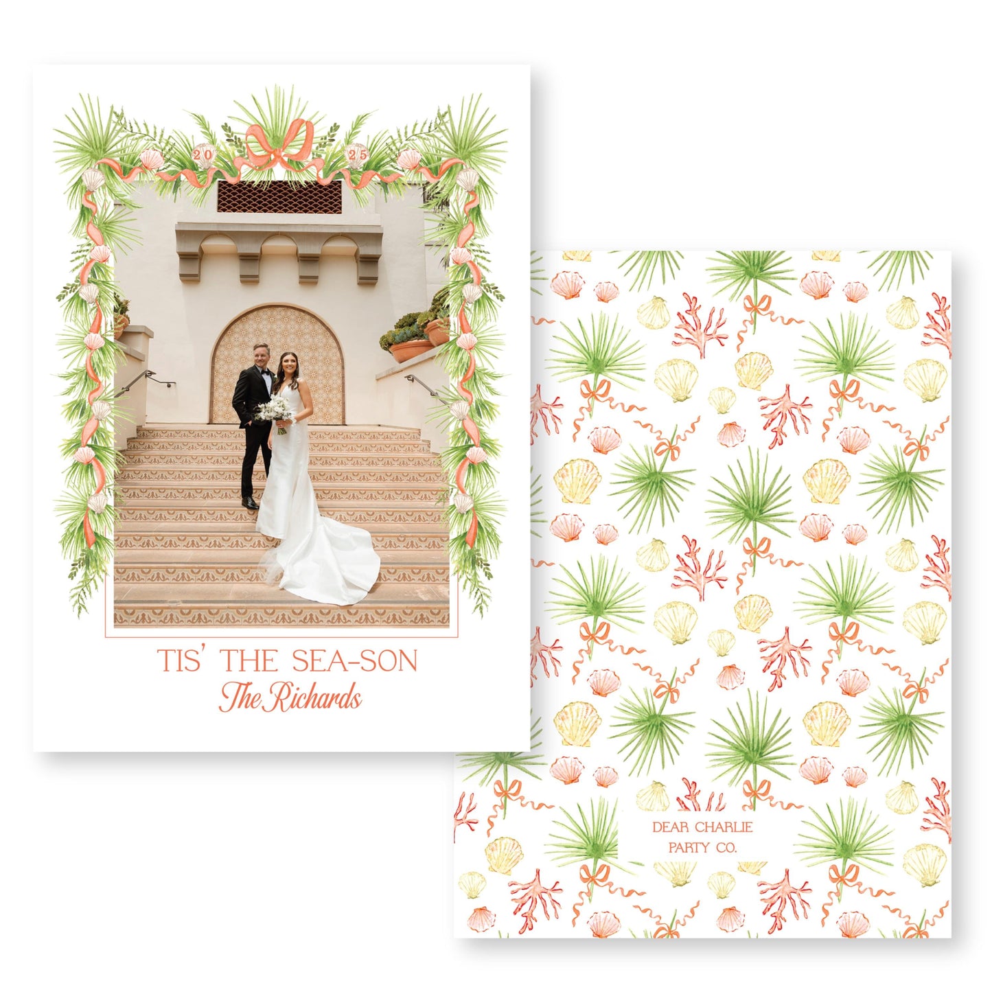 Holiday in the Sun Card in Orange | 5x7 Holiday Photo Card with Envelope