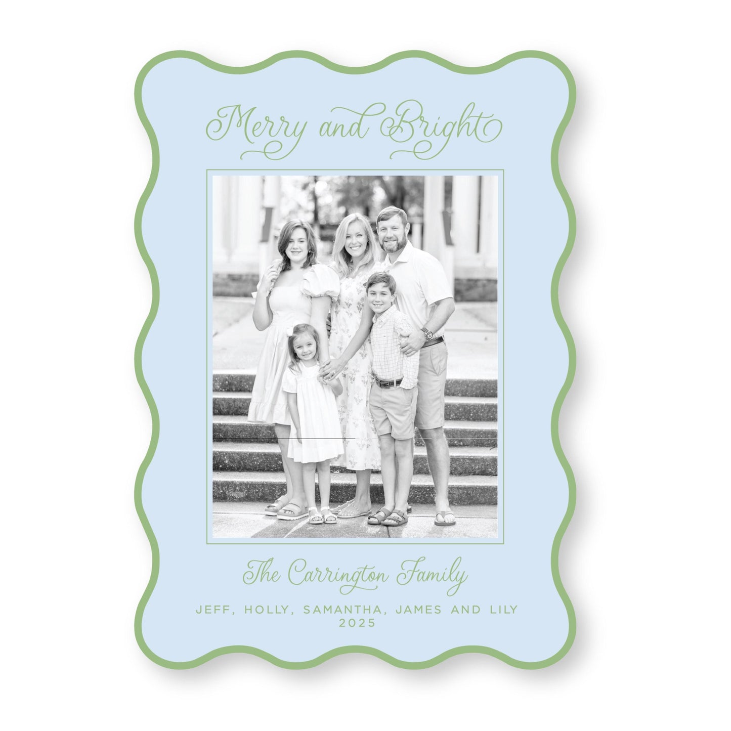 PRINTED Die Cut Holiday Card | Candy Coated Christmas in Blue | 5x7 Photo Card with Envelope