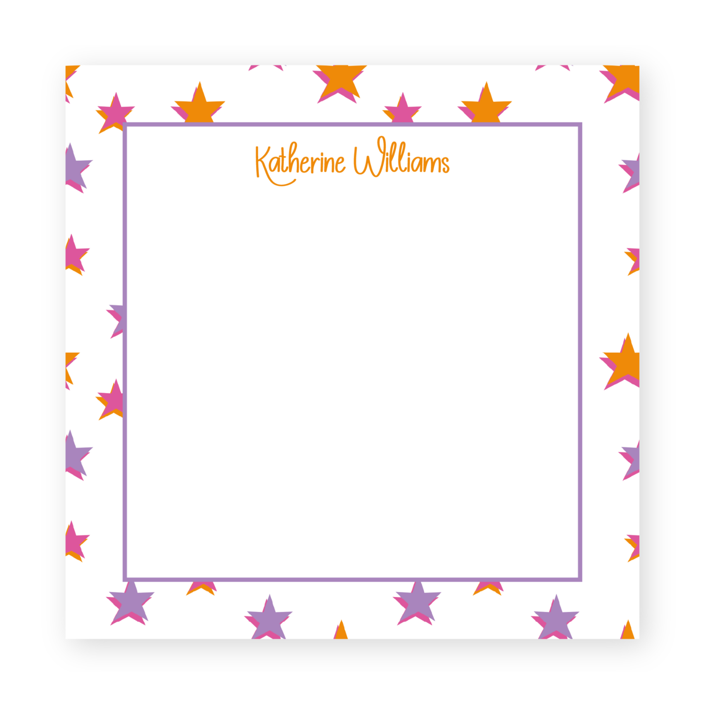 a purple and orange frame with stars on it