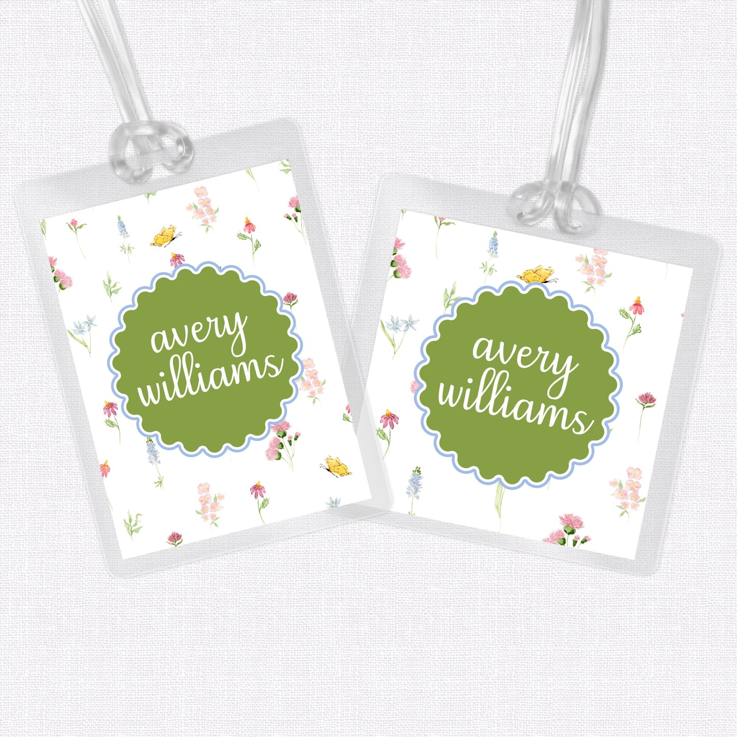 Wildflower Bag Tag, Luggage Tag, Laminated Bag Tag