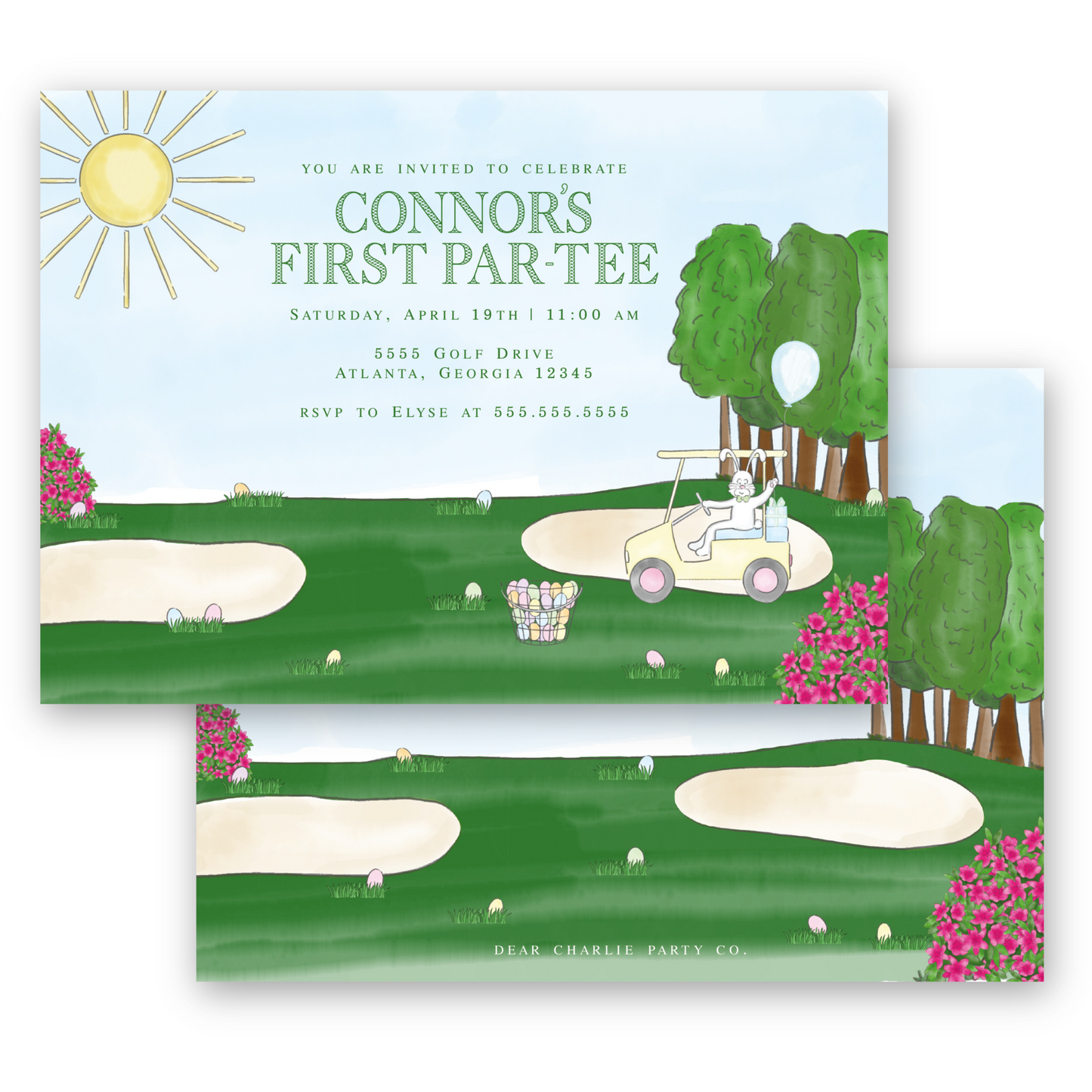 Easter Golf Course Birthday Invitation