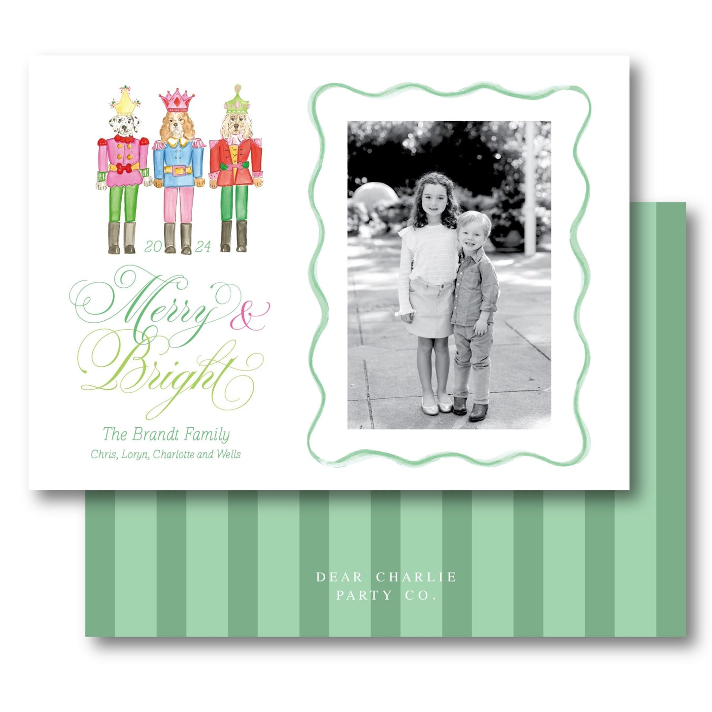 a christmas card with a picture of two children