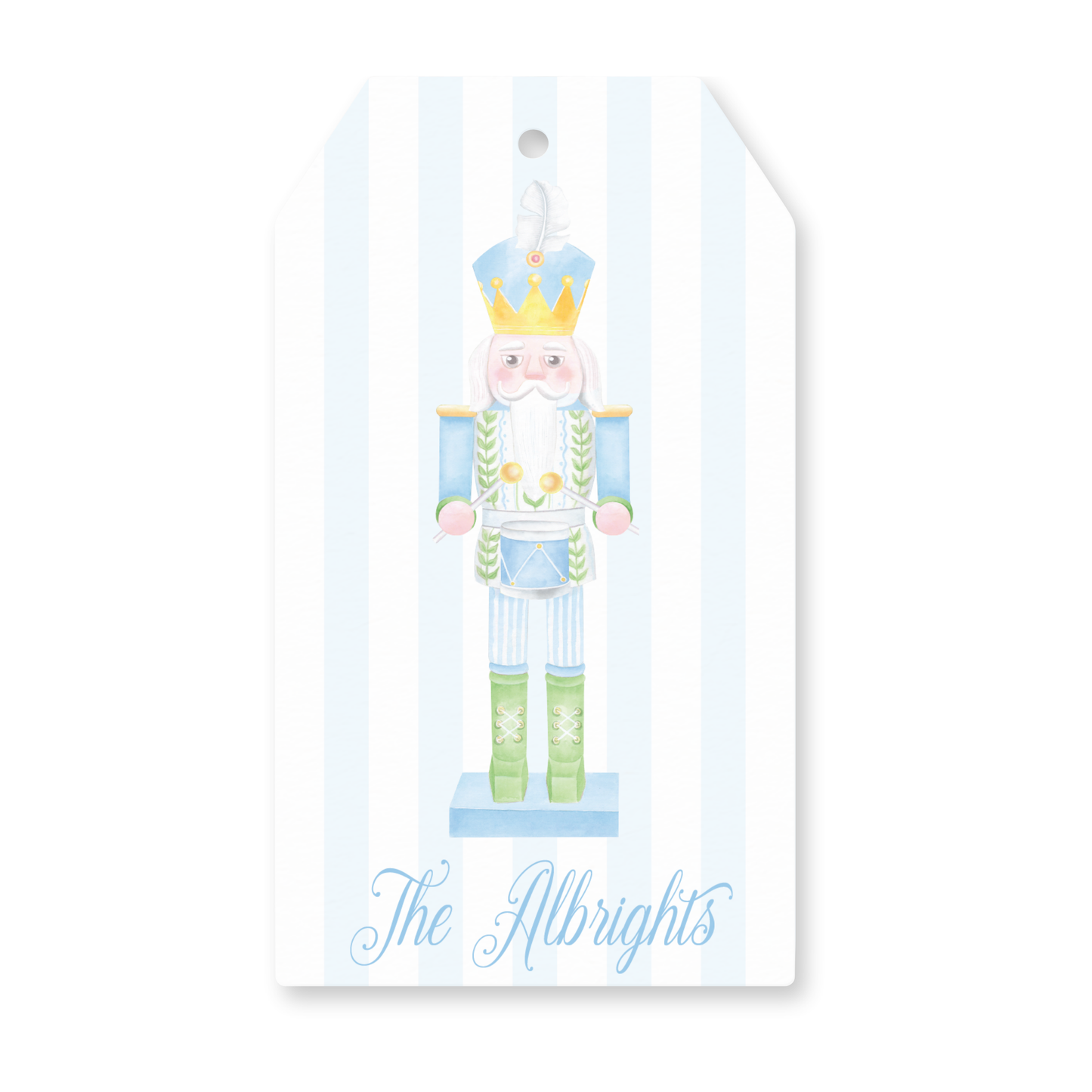 a gift tag with a picture of a nutcracker