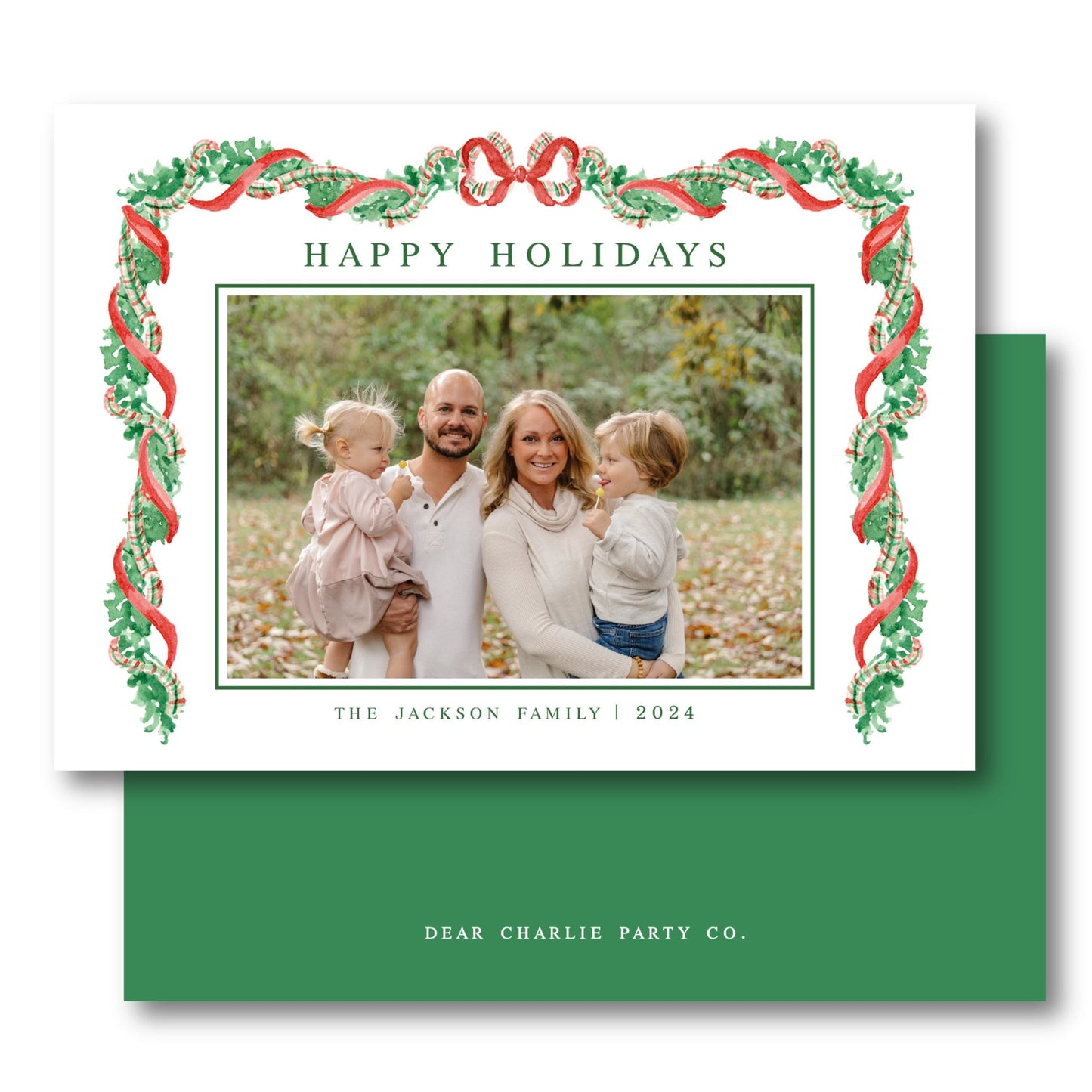 a holiday card with an image of a family