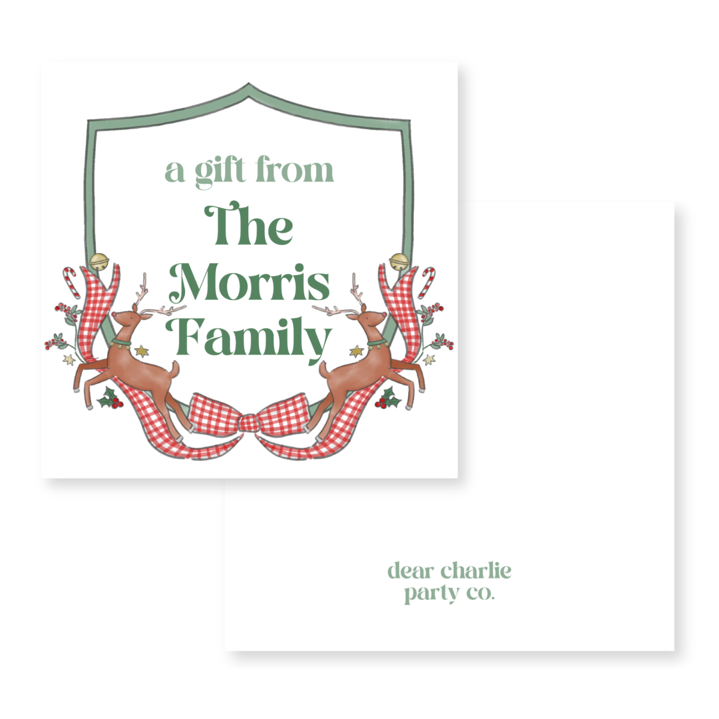 a christmas card with the words, a gift from the morris family