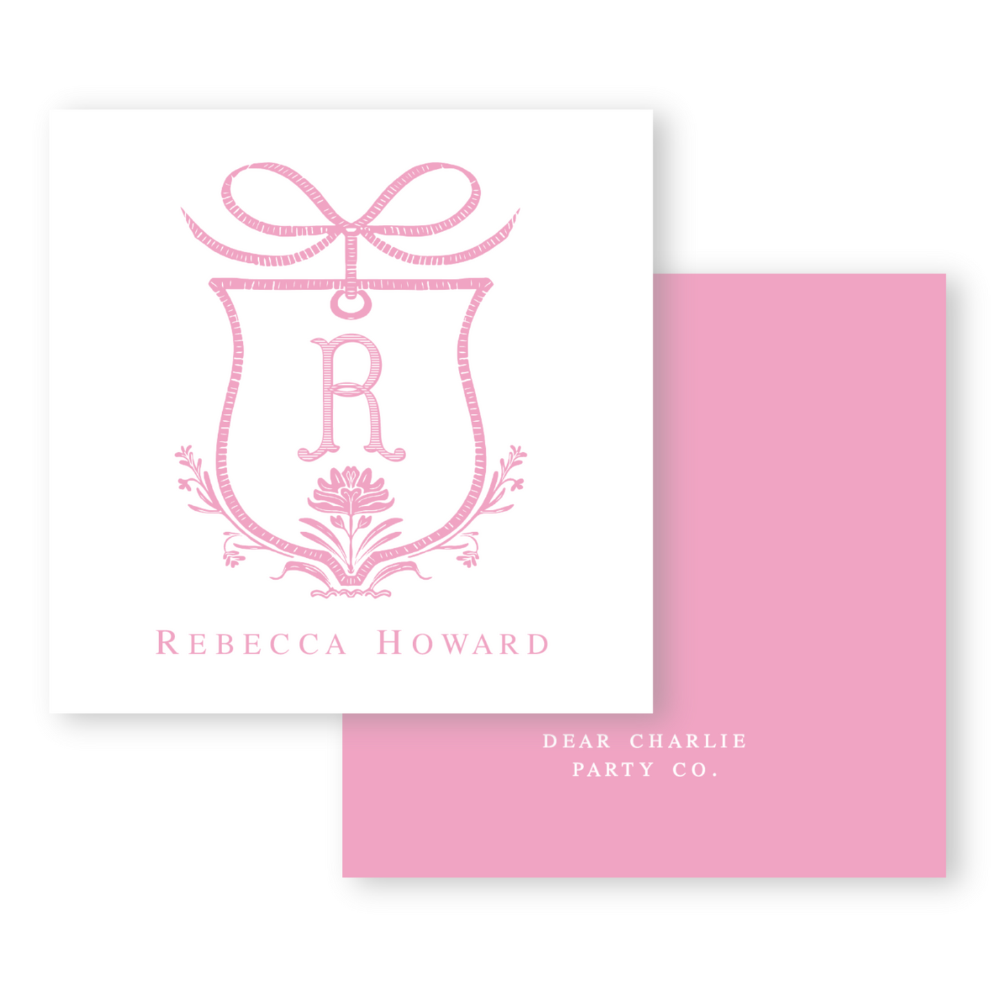Block Floral Crest Enclosure Card, Gift Tag Stickers