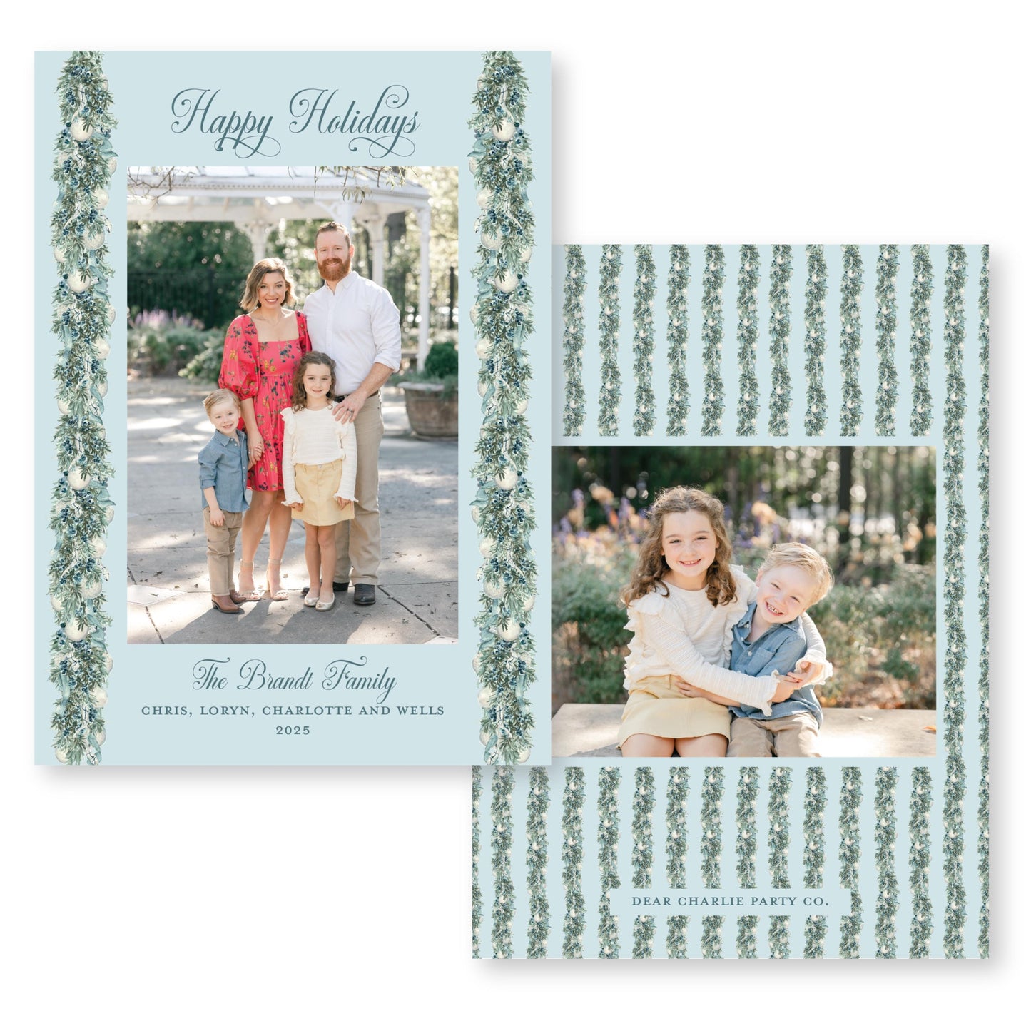 Joyful Juniper Holiday Card, Blue | 5x7 Holiday Photo Card with Envelope