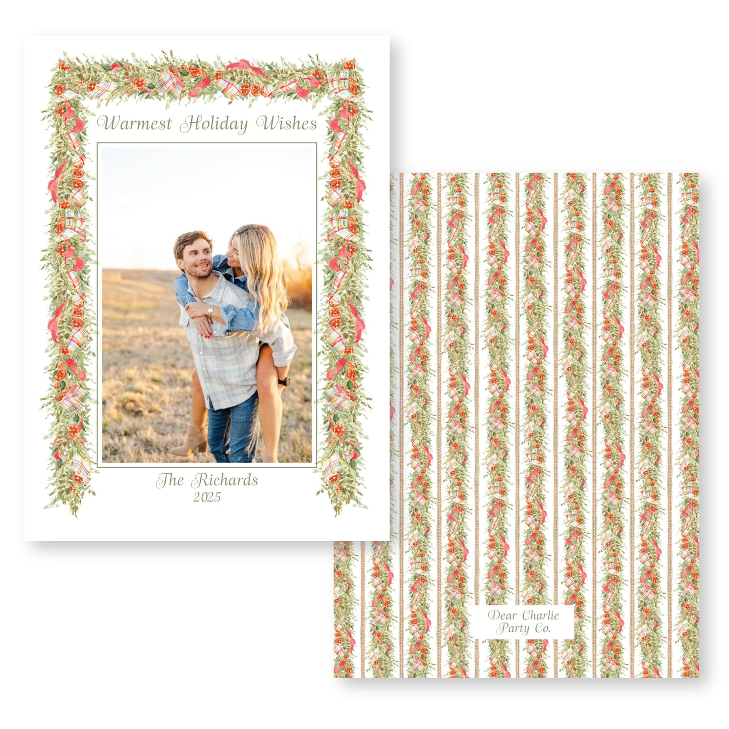 Pomander and Plaid Holiday Card, White | 5x7 Holiday Photo Card with Envelope