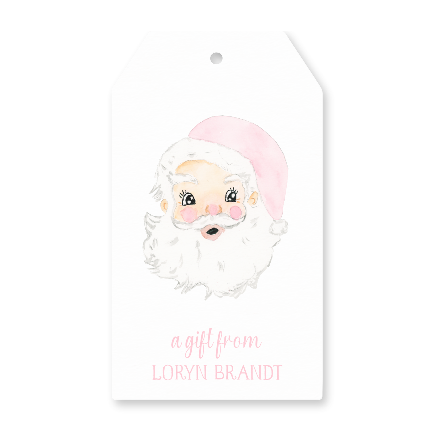 a gift tag with a picture of a santa claus