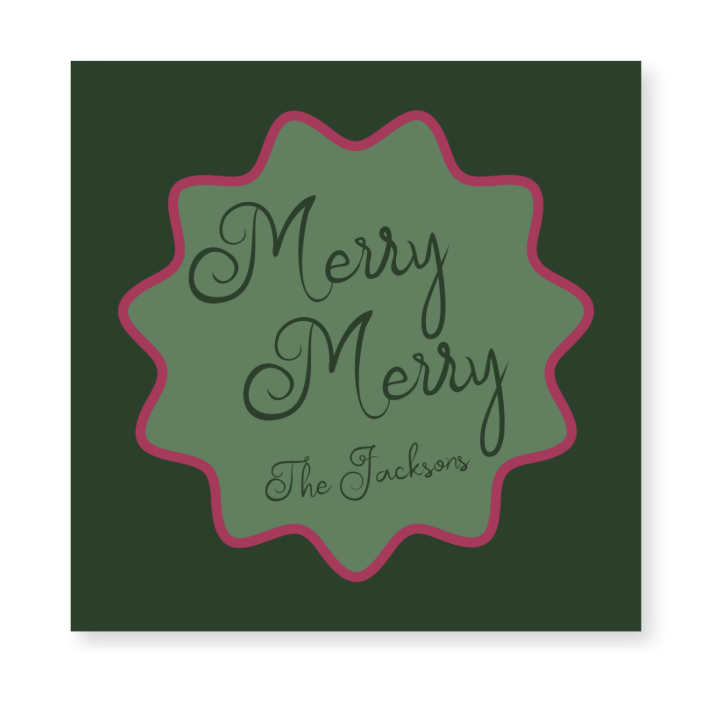 a merry merry card with a green background