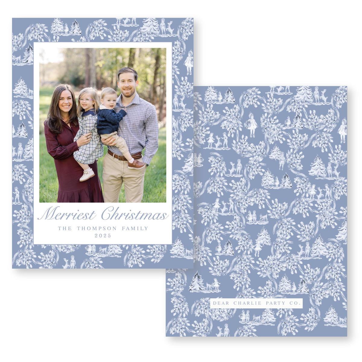 Holiday Toile Christmas Card Blue | Holiday Photo Card