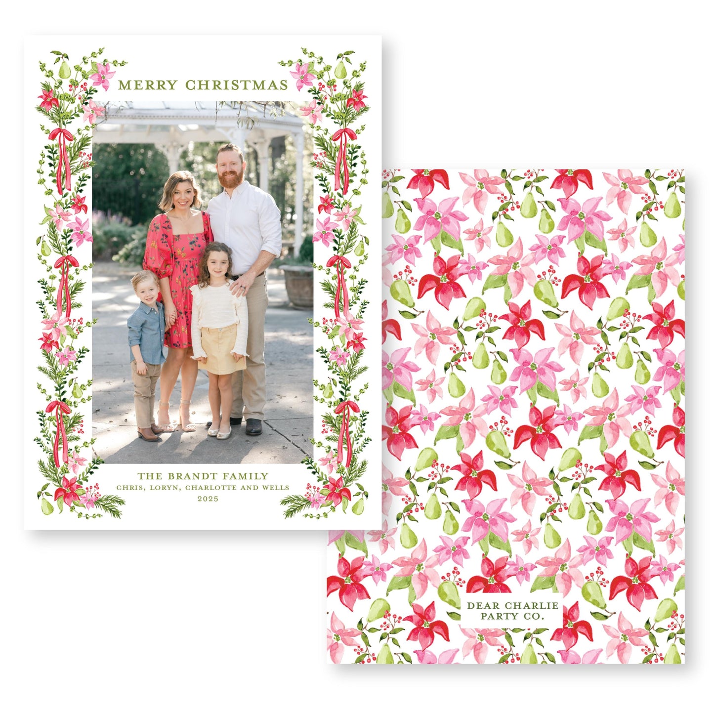 Petals and Pears Frame Card in White | 5x7 Holiday Photo Card with Envelope