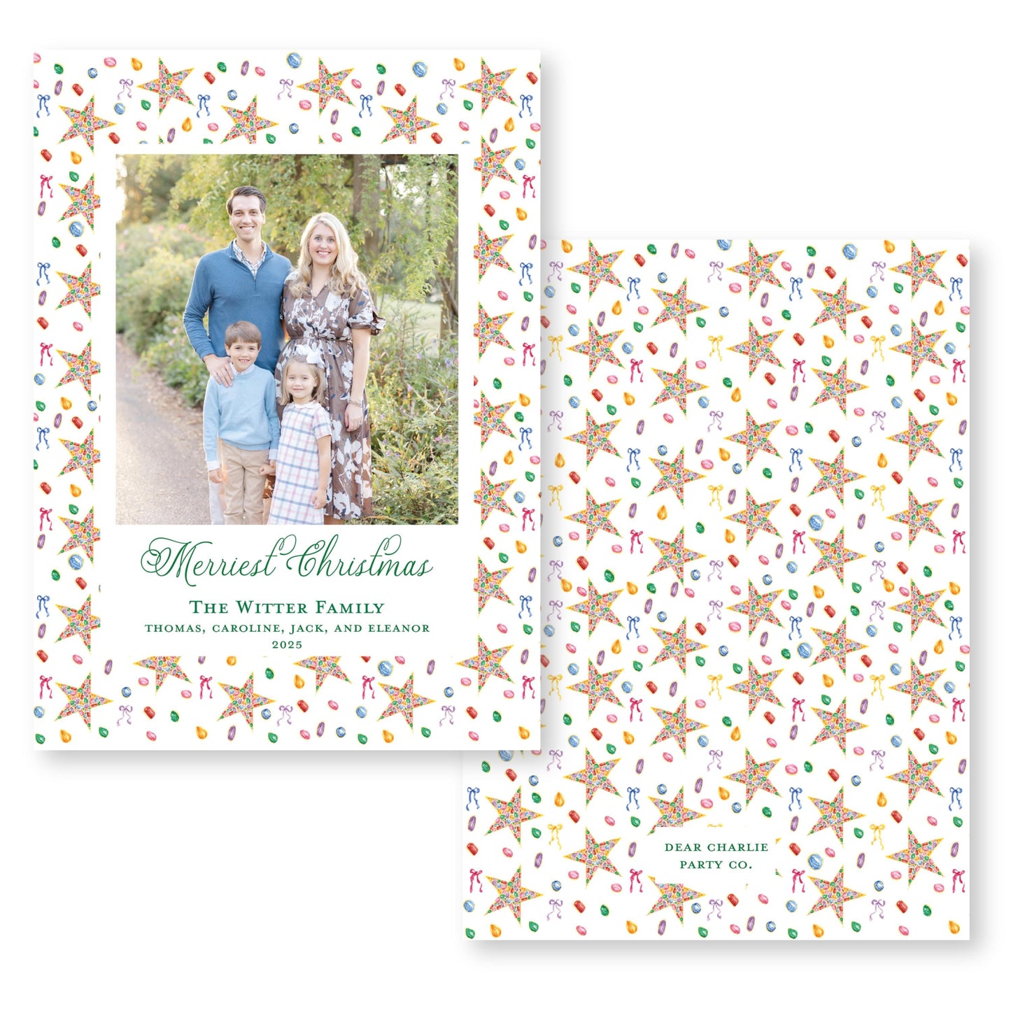 PRINTED Exclusive Art Holiday Card | Christmas Jewels Pattern | 5x7 Holiday Photo Card with Envelope