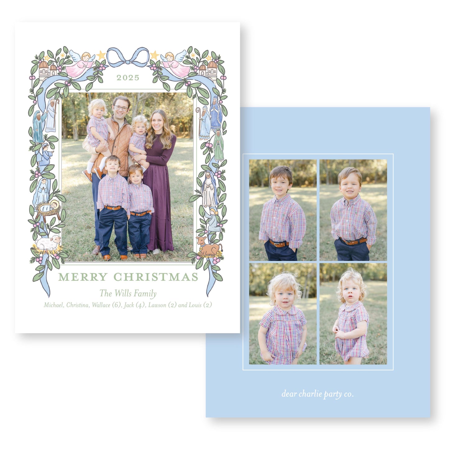 The Nativity Story Pale Blue | 5x7 Holiday Photo Card with Envelope
