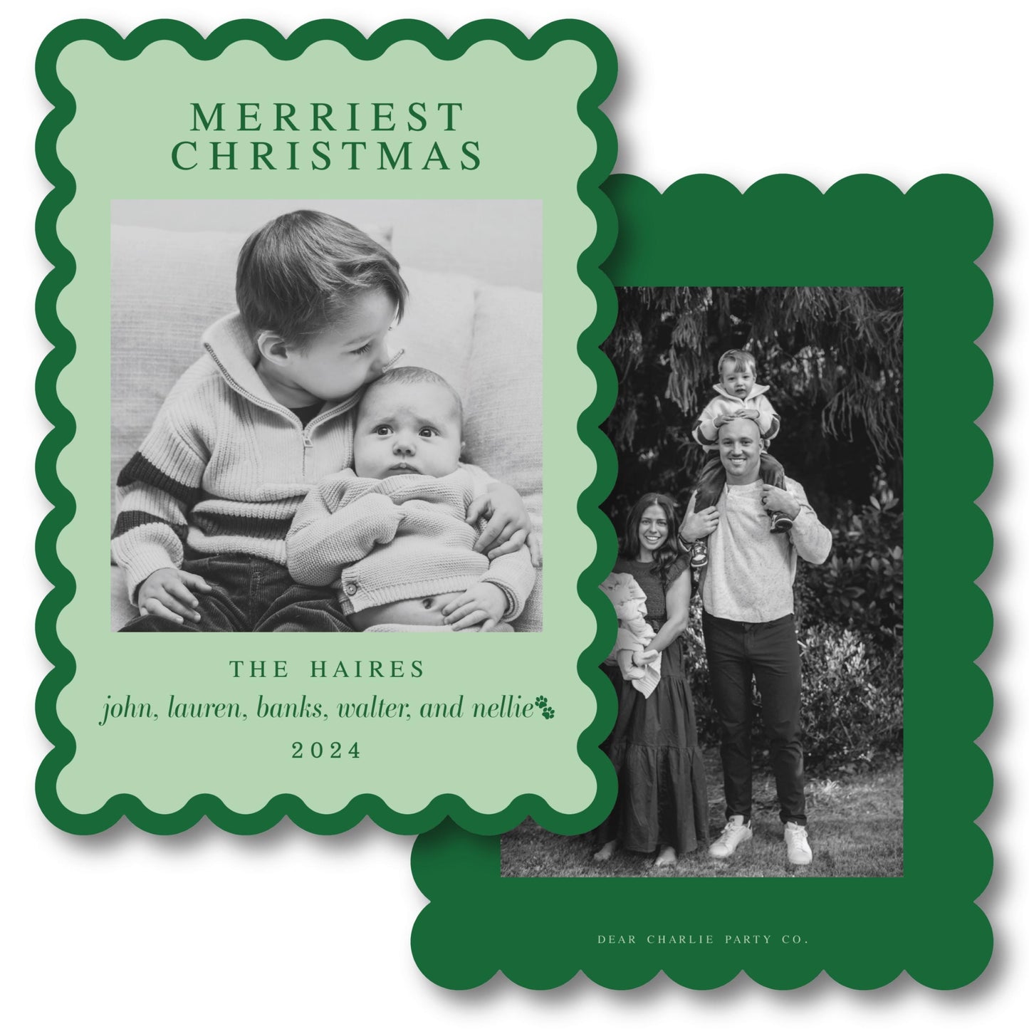 a christmas card with a picture of a family