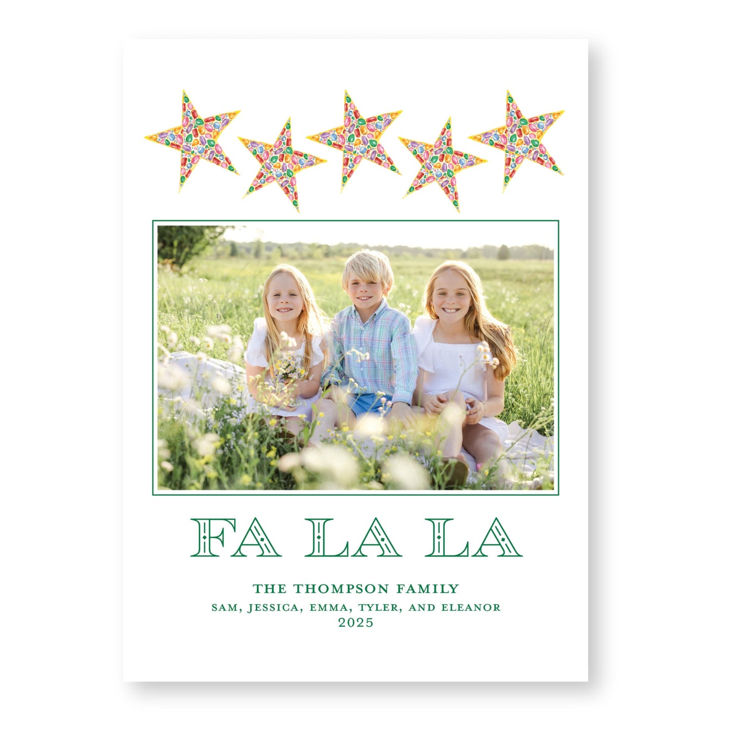 PRINTED Exclusive Art Holiday Card | Christmas Jewels | 5x7 Holiday Photo Card with Envelope