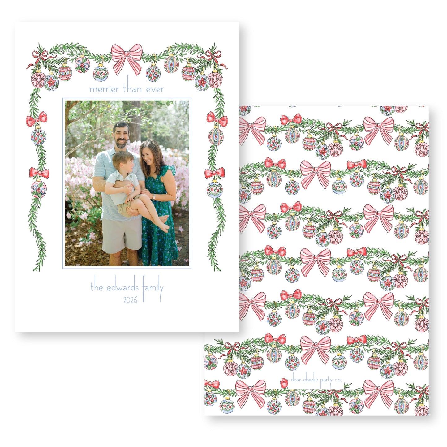 Bauble and Bright Frame Card | 5x7 Holiday Photo Card with Envelope