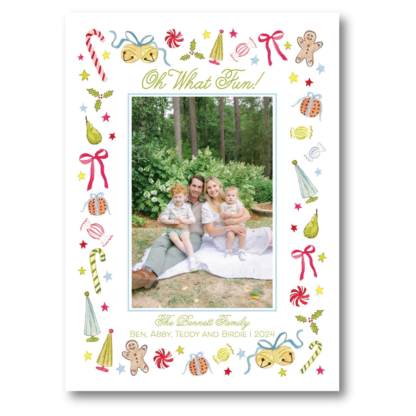 a christmas card with an image of a family