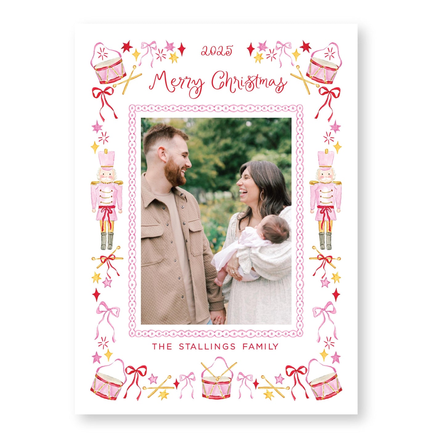 Santa's Soldier in Pink | 5x7 Holiday Photo Card with Envelope