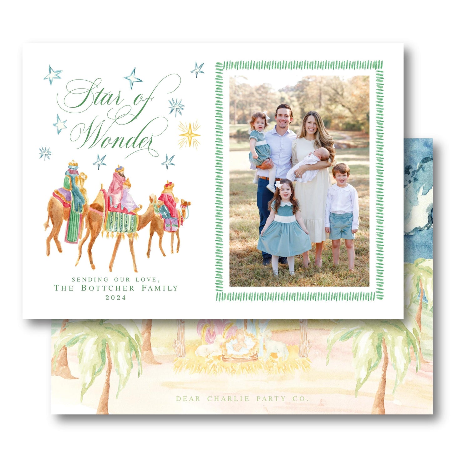 a christmas card with a picture of a family