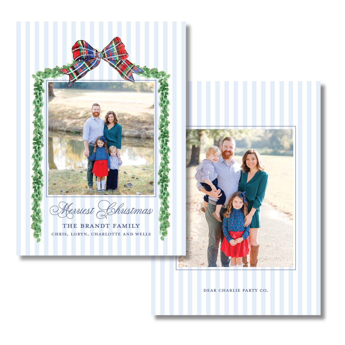 Boxwood and Bows Frame Holiday Card | 5x7 Holiday Photo Card with Envelope