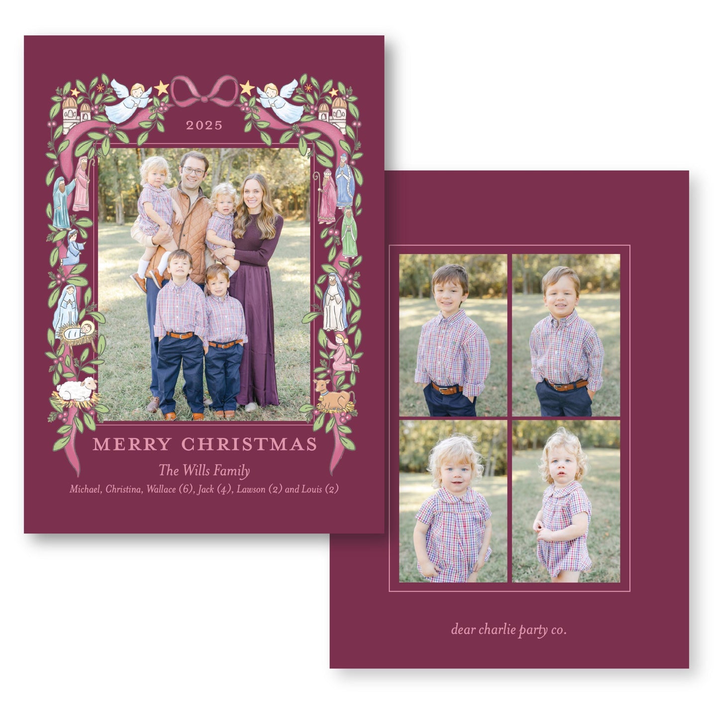 The Nativity Story in Berry | 5x7 Holiday Photo Card with Envelope