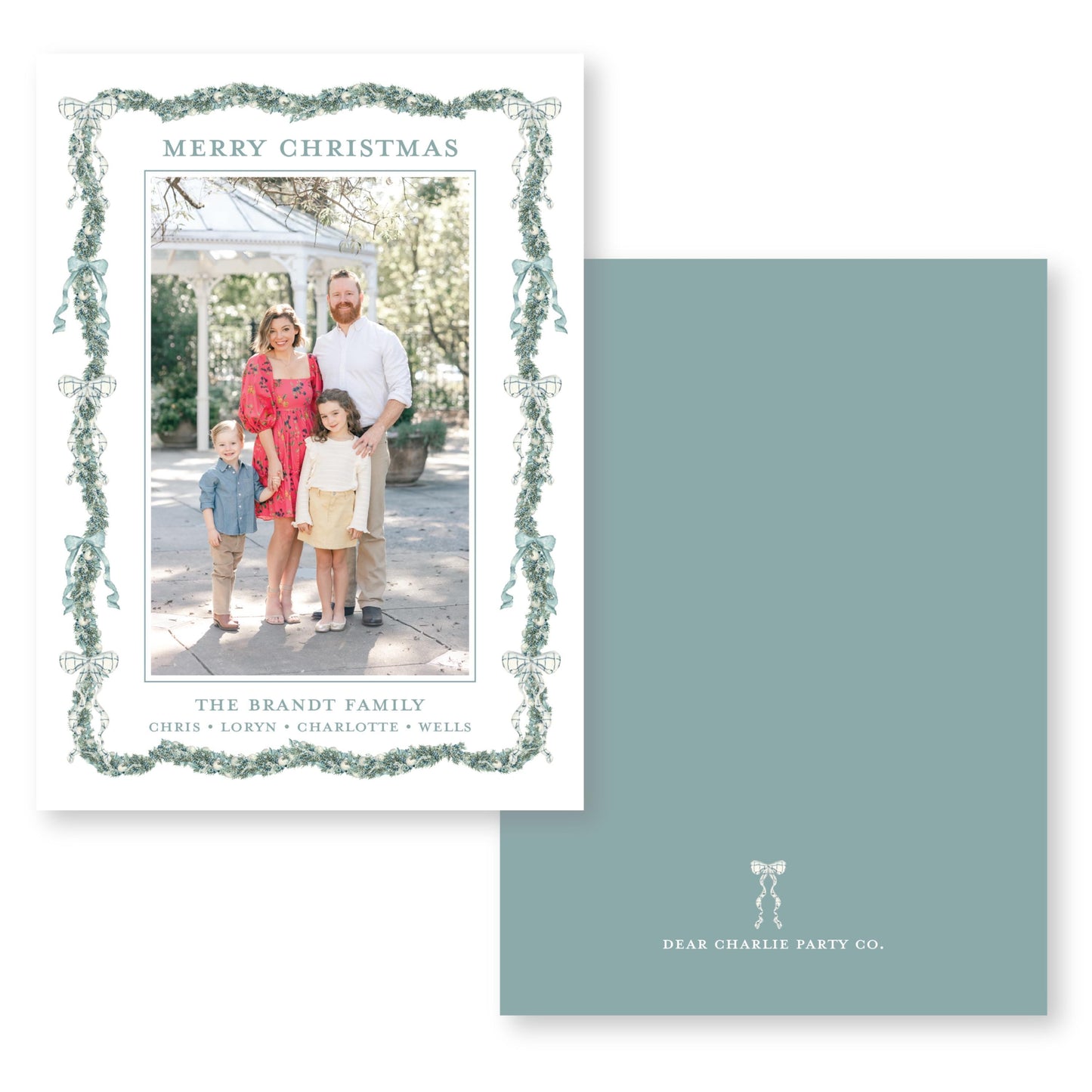 Juniper Bows Frame | 5x7 Holiday Photo Card with Envelope