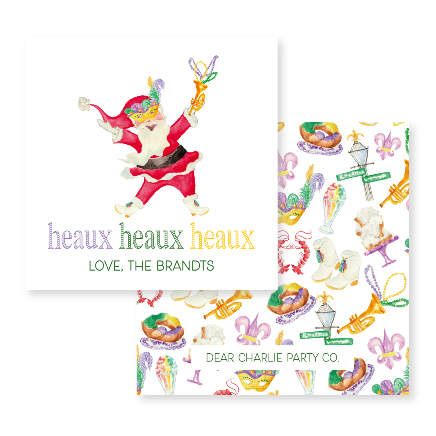 a card with a picture of a santa clause