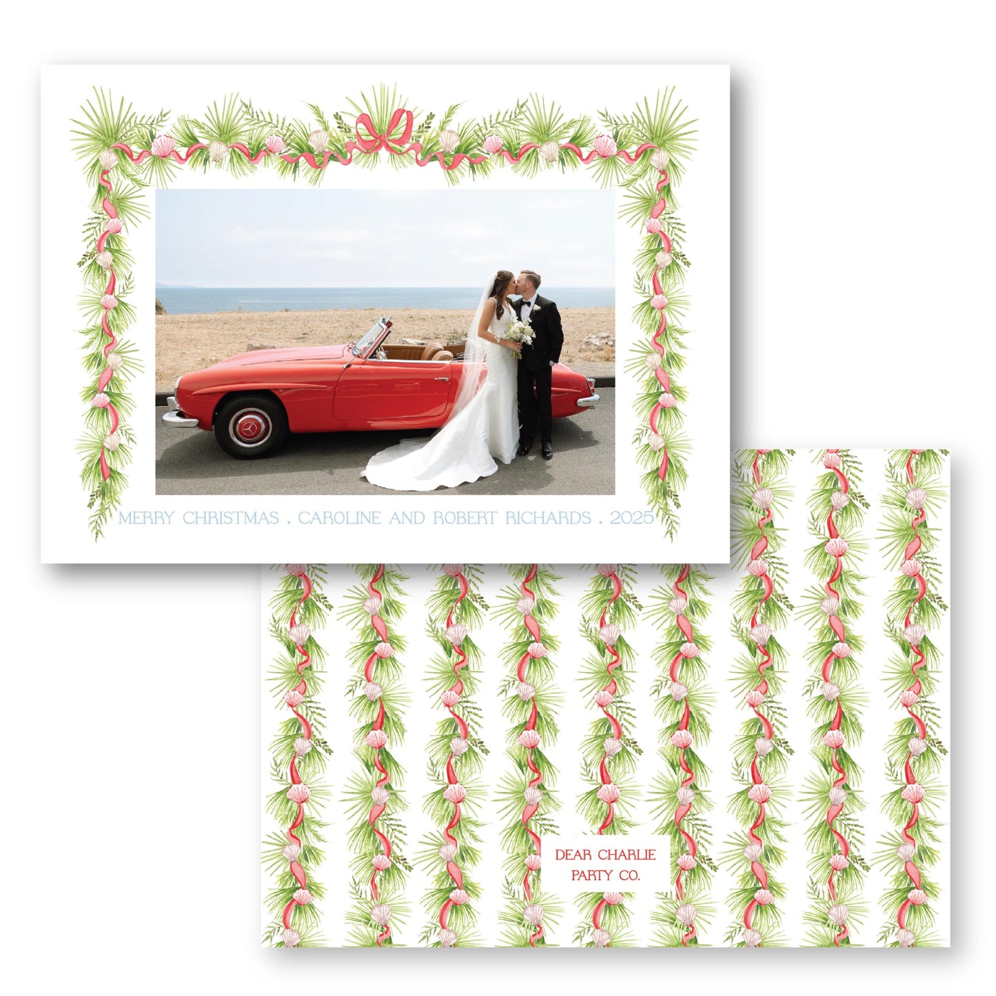 Holiday in the Sun Card in Red Horizontal | 5x7 Holiday Photo Card with Envelope