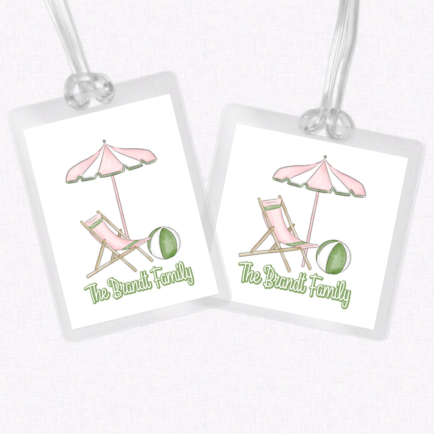 Beach Bag Tag, Laminated Bag Tag, Personalized Luggage Tag