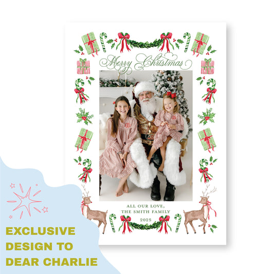 Reindeer and Ribbons Traditional Vertical | 2026 Exclusive Art Holiday Card