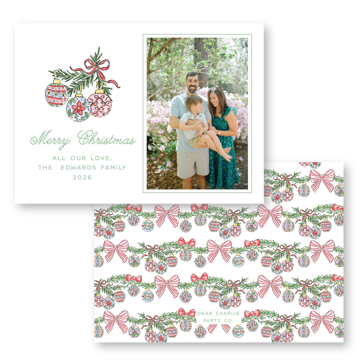 Bauble and Bright Horizontal Card | Holiday Photo Card