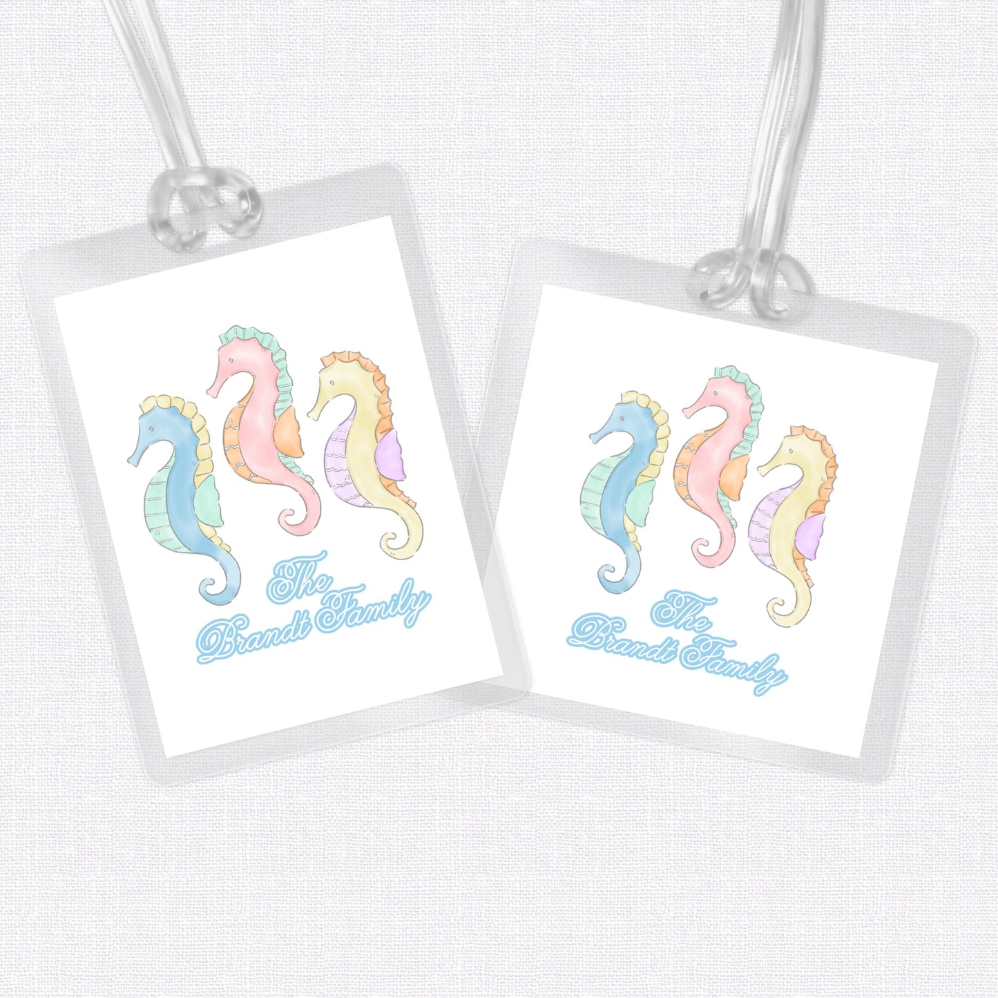 Seahorse Personalized Bag Tag, Bag Tag, Beach Bag Tag