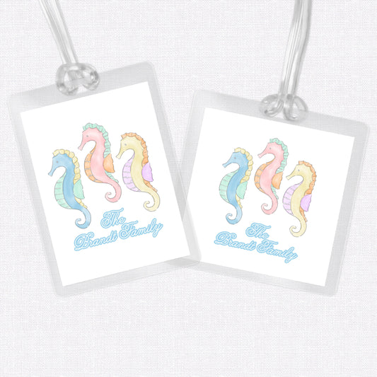 Seahorse Personalized Bag Tag, Bag Tag, Beach Bag Tag