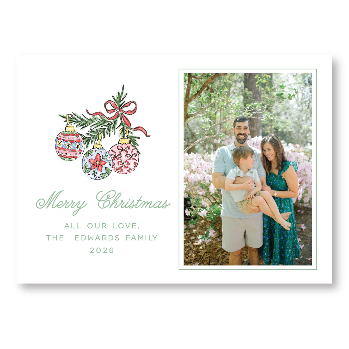 Bauble and Bright Horizontal Card | Holiday Photo Card