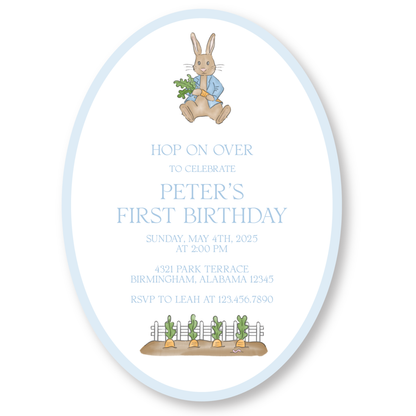 Peter Rabbit Boys Oval Birthday Invitation