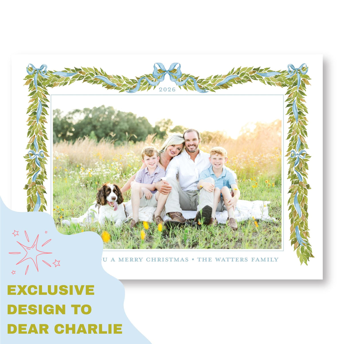 Merry Little Garland Blue Horizontal | 2026 Exclusive Art Holiday Card