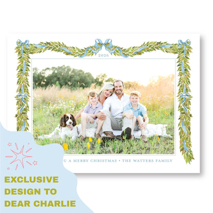 Merry Little Garland Blue Horizontal | 2026 Exclusive Art Holiday Card