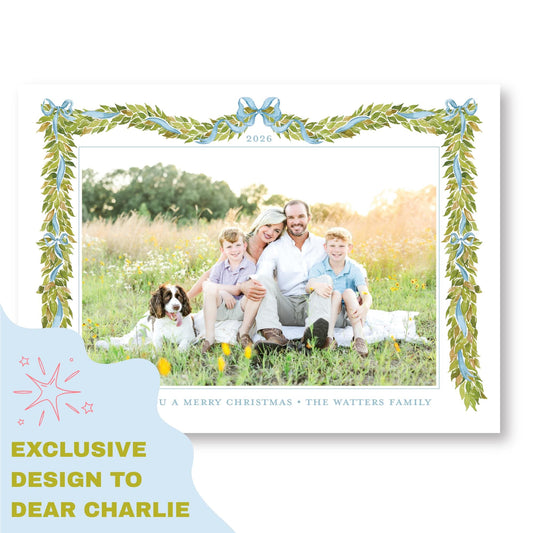 Merry Little Garland Blue Horizontal | 2026 Exclusive Art Holiday Card