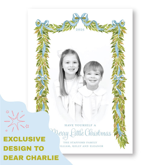 Merry Little Garland Blue Vertical | 2026 Exclusive Art Holiday Card